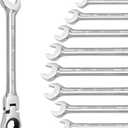 15mm Flex Head Ratchet Wrench, 12 Point Chrome Vanadium Steel Combination Spanner with 72 Tooth Ratcheting Gear, Metric Industrial Grade Tool for Automotive and Mechanical Maintenance