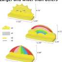 Veluckin Floating Shelves for Kids Room Nursery Wall Decor Display Compact Style for Livingroom Bedroom Bathroom3 PackE1 (Yellow Sun+yellow Umbrella+yellow Rainbow)