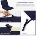 Outdoor Chair Cushion 22 x 22 x 3 Inch Waterproof Patio Chair Cushions Set of 2 Double Piping Outdoor Seat Cushions for Patio Furniture Garden Sofa with Ties, Navy Blue