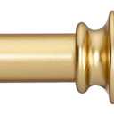 Heavy Duty Curtain Rods for Windows 28 to 48 Inches, 1 Inch Gold Curtain Rod for Bedroom, Living Room, Patio, Kitchen, Adjustable Curtains Rods with Classic Finials, Gold Finishing