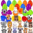 Letapapa 12 Pack Easter Eggs Filled with Safari Animal Finger Puppets for Easter Basket Stuffers, Easter Egg Fillers, Easter Eggs Hunt, School Classroom Rewards Party Favor Supplies