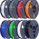 SUNLU 250g PLA Filament 1.75mm Bundle,3D Printer Filament Bundle Multicolor, Neatly Wound PLA Filament, Individually Vacuum Packed,250g Spool,8 Rolls,Black+White+Grey+Transparent+Red+Blue+Orange+Green
