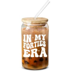NewEleven 40th Birthday Gifts For Women - 40s Birthday Decorations For Women - 40 Year Old Gifts For Her, Woman, Sister, Mom, Daughter, Best Friend - In My Forties Era Glass - 16 Oz Coffee Glass