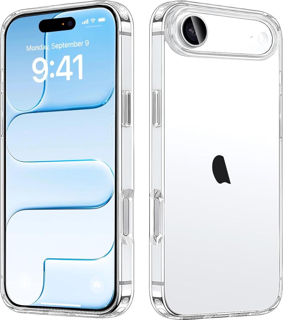 JJGoo Compatiable with iPhone Air Case Clear, Transparent Shockproof Phone Cases, Slim Anti-Scratch Hard PC Back Protective Cover Bumper