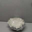 OGANGART Large Decorative Bowls for Home - Fruit Pedestal Bowl for Coastal Decor - Scalloped Bowl - 10.3" Off-white Resin Unique Decor for Coffee Table