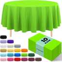 10 Pack Premium Disposable Plastic Tablecloth 84" Round Table Cover for Birthdays Weddings Christmas Anniversary Buffet Table (Lime Green)