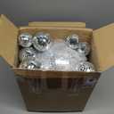 Funtery 100 Pcs Mirror Disco Balls Bulk Assorted Silver Hanging Disco Ball Decor for Home Wedding Birthday Dance Music 70 S Theme Party Christmas Tree Ornaments (0.8'',1.6'',2.4'',3.2'',4'',8'')