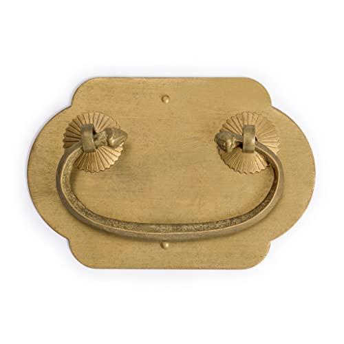 Hardware Philosophy “Prosperity” Brass Drawer Pulls 4 x 2.7-inch – Set of 2 – Architectural Handle Hardware for Cabinets, Furniture, and Interior Design Projects