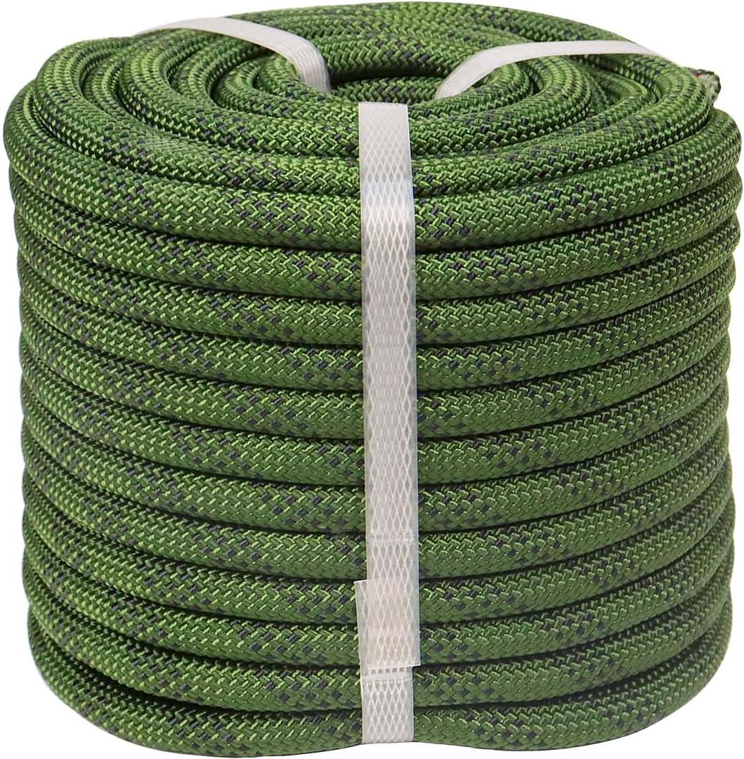 Double Braided Arborist Rigging Rope (1/2 in x 50 ft) Strong Polyester Rope 48 Strands for Tree Work Climbing Pulling Swing Sailing, ArmyGreen/Black