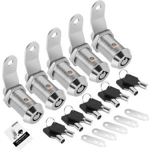5 Pack Cabinet Lock with Keys, 1" RV Storage Locks Keyed Alike, RV Locks for Storage Door, Camper Toolbox RV Cam Locks with Manual(5 Pack, 1 Inch)