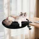 Cat Desk Bed - Ergonomic cat Desk Perch Clamp for Remote Workers - Quality Desktop Suspended Cat's Bed- Rotating Cats Hammock Desk with Removable Cover, Desk Nest Cat Bed Hold UP to 50LBS, Black