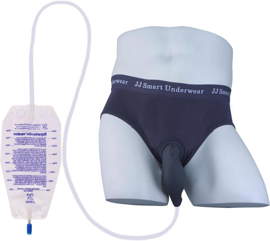 Incontinence Underwear for Men - Washable Mens Incontinence Briefs, Urine Bags for Men, Reusable Incontinence Protective Briefs Large (Gray, L)