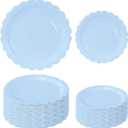 50 Pcs Light Blue Scalloped Paper Plates 25 × 7'' and 25 × 9'' Disposable Baby Blue Scalloped Dinner Plates for Wedding Baby Shower Birthday Party Disposable Dessert Plate
