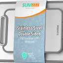 Stainless Steel Cutting Board for Kitchen, 2-in-1 Double-Sided Chopping Board, Food Grade Stainless Steel/PP (Silver, Set of 2(S+M))