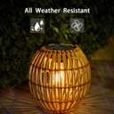 Livinlarge Hanging Solar Lantern Outdoor Waterproof, Large Solar Rattan Lantern Outdoor with Twine Handle, Bright Outdoors Hanging Lights with Edison Bulb for Garden Patio Yard Decoration
