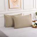 NEXHOME PRO 100% Organic Cotton Standard Pillowcase Set of 2, Envelope Closure Linen Feel Textured Natural, Soft and Durable, Premium Cooling Pillow Cases for Bed (20x26 inch, Linen)