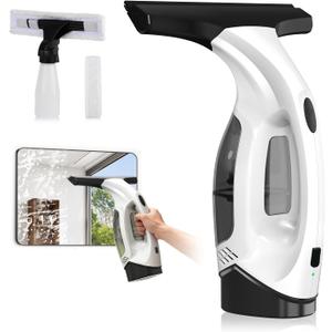 Window Vacuum Squeegee Cordless, 2000Pa Electric Window Cleaner Tool with 2200mAh & 150ml Water Collection Tank, Cleaning Kit Shower Squeegee for Glass Doors, Tiles, Mirrors, Car (White)