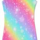 Leotards for Girls Gymnastics Toddler Dance Biketards Mermaid Unicorn Athletic Dance Wear Shiny Rainbow Blue Hotpink (5-6 Years)