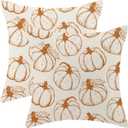 Fall Decor Pillow Covers 18x18 Pack of 2 Burnt Orange Pumpkin Throw Pillow Cover Outdoor Decoration,Autumn Thanksgiving Pumpkin Pillowcase Farmhouse Linen Decorative Cushion Case for Couch sofa
