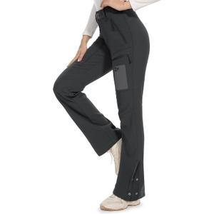 Moosehill Women's-Snow-Ski-Pants-Fleece-Lined-Waterproof-Thermal Insulated Warm for Snowboard Winter Hiking (10, Grey)