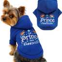 ABRRLO Small Dog Hoodie Clothes Cute Blue Prince Fleece Dog Sweater for Small Dogs Cats Boy Warm Puppy Sweatshirt with Leash D Ring Fall Winter XS Pet Doggy Outfit Chihuahua Yorkie Shihtzu(Blue,S)