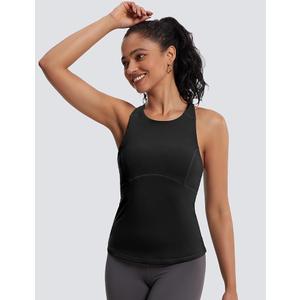 MathCat Womens Cross Back Workout Tank Tops-with Built in Bra, High Neck Athletic Yoga Gym Tank Tops, S