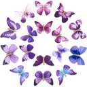 DEEKA 16 PCS Butterfly Hair Clips Small Realistic Colorful Handmade 90s Hair Clips Barrette Hair Accessories for Women and Girls -Purple