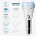 Epilator for Women, 6 in 1 Hair Removal Epilator, Shaver, Face Razor, Facial Brush, Face Massage and Body Exfoliator,IPX7 Waterproof Rechargeable Hair Removal for Women, 2 Speeds