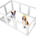 EVERFRONT Clear Acrylic Plastic Dog Playpen - Clear Dog Play Pen - Easy Assemble Acrylic Dog Playpen - Puppy Playpen, Cat Playpen, Small Animal Playpen, Dog Play Pen Indoors (White, 30.3" H, 10PCS)