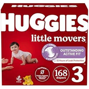 Huggies Size 3 Diapers, Little Movers Baby Diapers, Size 3 (16-28 lbs), 168 Count (6 Packs of 28),