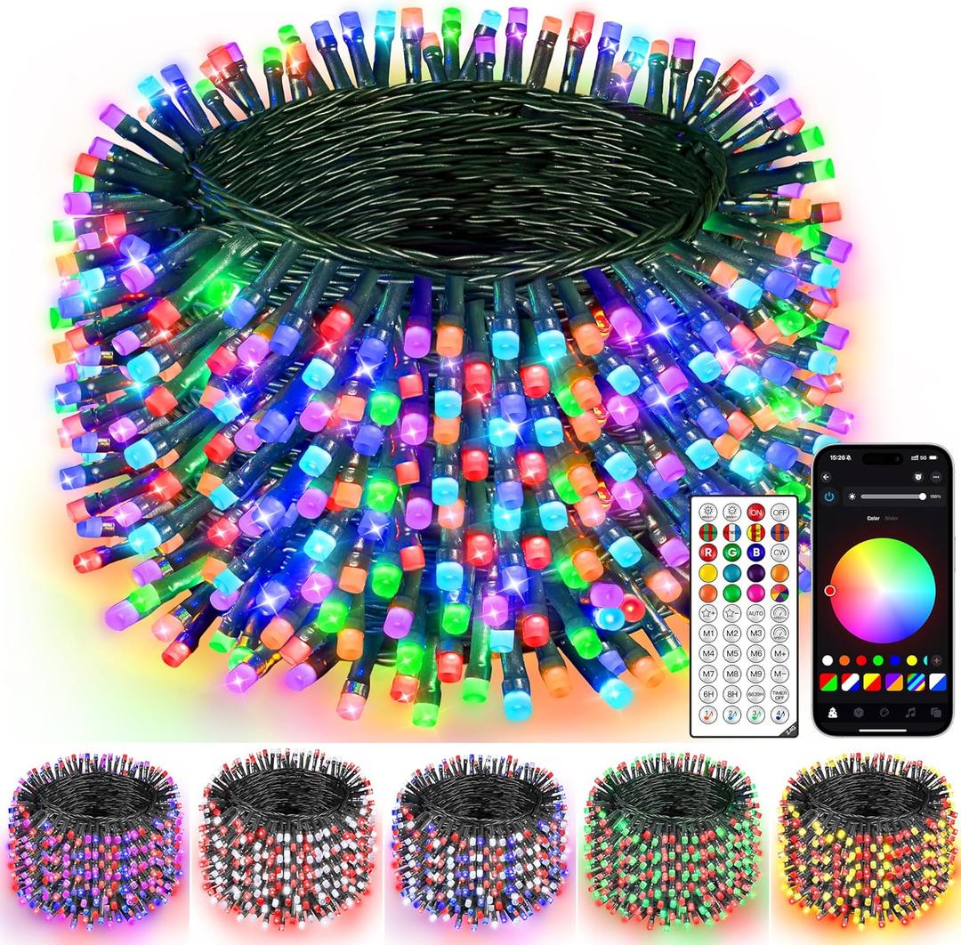 Guhope Smart Color Changing Christmas Lights, 132FT 400 LED RGB Christmas String Lights with App & Remote Control, Waterproof Christmas Tree Lights for Outdoor Indoor Party Decor