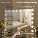 FENCHILIN Vanity Mirror with Lights and Bluetooth, Hollywood Lighted Makeup Mirror with 20 Dimmable LED Bulbs 3 Color Lighting, Tabletop Or Wall Mounted 27.6 x 22.9 Inch