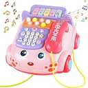 Baby Phone Toy, Baby Toy Phone Cartoon Baby Piano Music Light Toy Children Pretend Phone, Kids Cell Phone Girl with Light Parent-Child Interactive Toy Gift Game Boy Girl Early Education Gift Pink 18M+