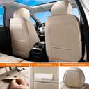Car Seat Covers Front Seats Beige, Luxury Leather Automotive Seat Covers with Lumbar Support, Waterproof Car Seat Protector Universal Fit for Most Cars Trucks Pick-ups SUVs