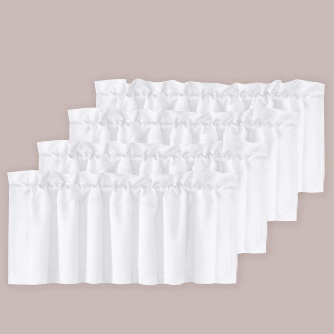 H.VERSAILTEX White Curtain Valances for WindowsRoom Darking Kitchen Valances for Living Room/Bedroom/Bathroom Short Window Privacy Decorative Rod Pocket,52" W x 18" L,4 Panels