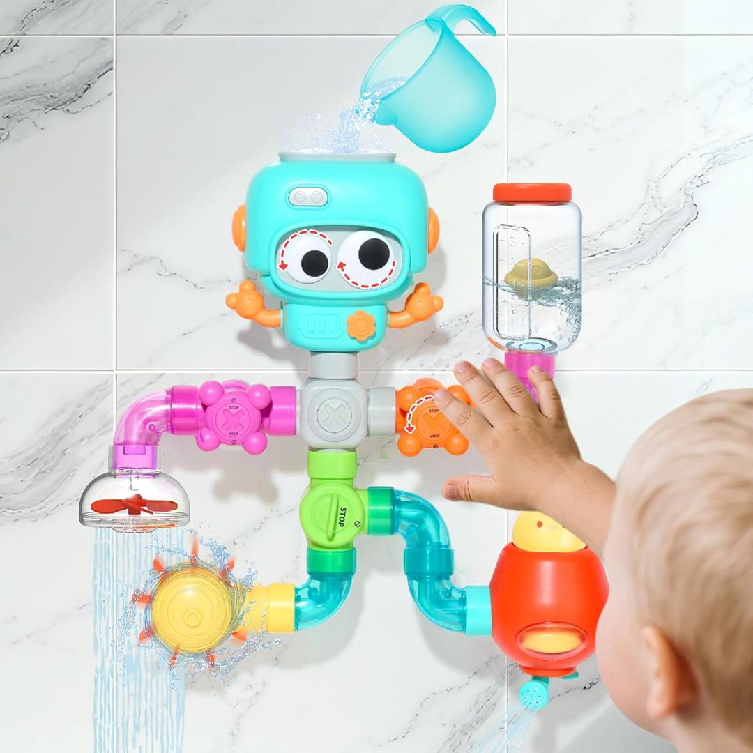 STEM Building Bath Toys for Kids Ages 4-8 | 21PCS DIY Water Pipe Assembly Kit with Storage Bag | Educational Shower Toys for Kids Ages 3-5 | Creative Tub Time Birthday Gifts for Boys & Girls