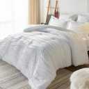 Gemarwel Queen Bedding Comforter Set with Sheets, 7 Pieces Bed in a Bag, White Queen Size Beding Sets with Comforters, Sheets, Pillowcases & Shams