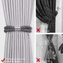 NICEEC 2 Pack Natural Cotton Rope Magnetic Curtain Tiebacks Elegant Knot Decor Drape Tie Backs Boho Style Soft Hand Weave Rope Curtain Holdbacks for Home & Office Window Drapery (Dark Grey)