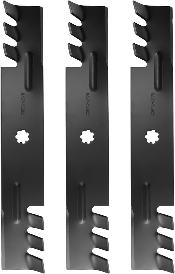 GY20852 48 inch 7-Star Mulching Toothed Blades for John Deere GX21784 D140 E140 D160 E150 E160 E170 LA145 LA140 LA155 155C 48" Decks 100 Series Tractor Zero Turn Mower GX21785 AM137757 2-Pack, Black