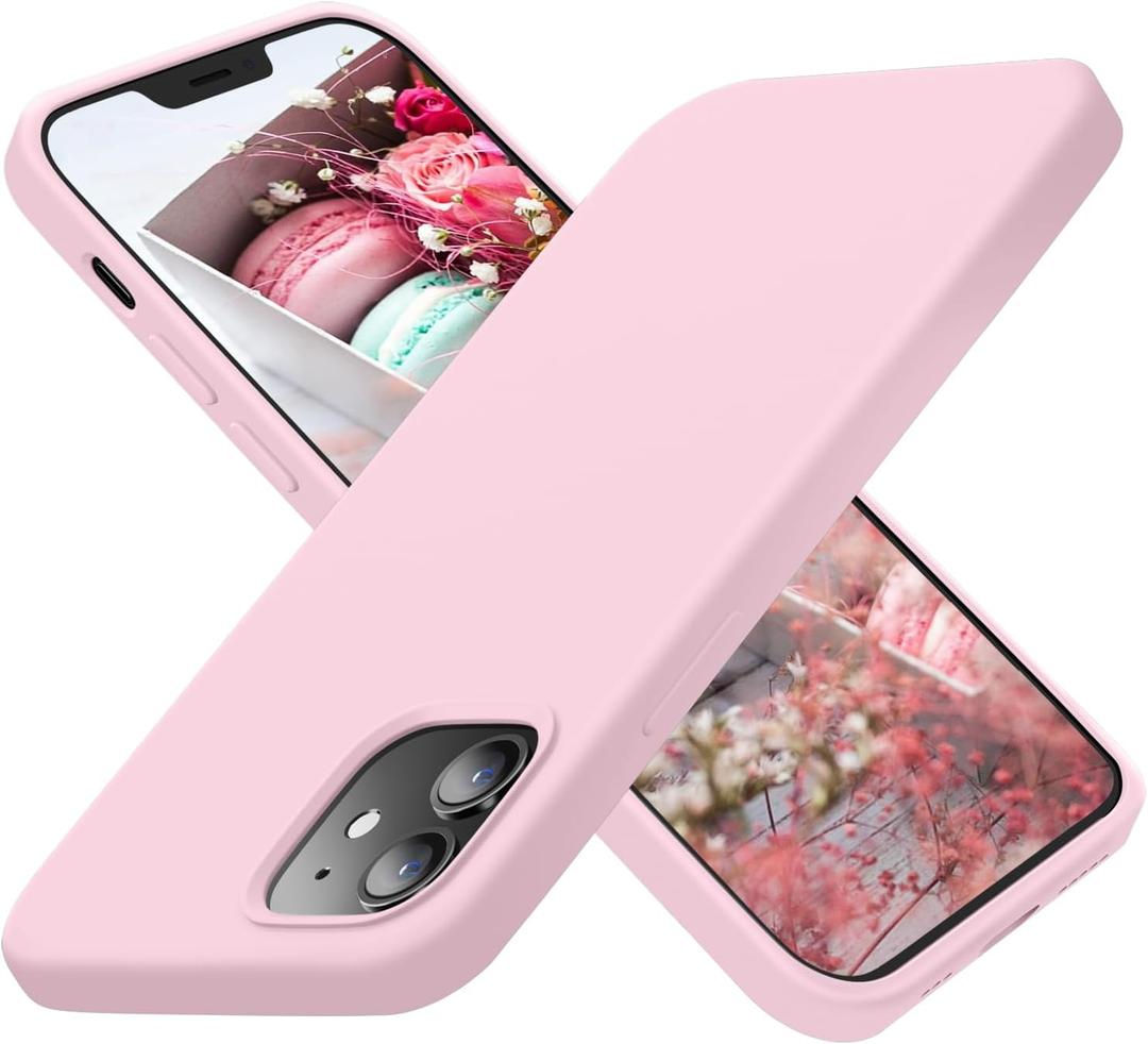 Cordking Designed for iPhone 12 Case, Designed for iPhone 12 Pro Case, Silicone Shockproof Phone Case with [Soft Anti-Scratch Microfiber Lining] 6.1 inch, Chalk Pink
