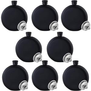 Matte Black Flask - Stainless Steel Hip Flask with Funnel Portable Wine Flask Drinkware Accessories, for Women Men Party Drink Bar BBQ Whiskey and Traveling, Capacity 5Oz,8PCS
