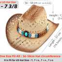 Straw Cowboy Hat, Western Cowgirl Hat, Wide Brim Sun Beach Hat for Men and Women (Brown)