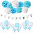 Baby Shower Decorations for Boy Blue and white, with It’s a Boy Banner, Confetti Latex Balloons and Tissue Paper Pom, for Baby Shower Supplies for boy