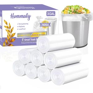 3 Gallon 440pcs Small Clear Trash Bags(Fit 2.6-3.2 Gal) Plastic Strong Clear Garbage Bags, Bathroom Trash Can Bin Liners, Waste Basket Liner, Fit 10-13 Liter, 2.5-2.6 Gallon, 3.2Gallon(3-Clear440)