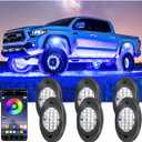 6 Pods RGB LED Rock Lights, Underglow Multicolor Neon Light Kit Wheel Well Light with APP Control & Music Mode, Under Glow Lights for Trucks,Jeep,SUV,Golf Cart,ATV,Pickup Off Road,12 V