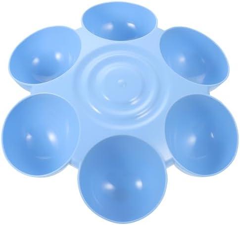 POPETPOP Cat Feeder with 6 Bowls - Multiple Cat Dishes, Pet Feeder for Kitten Puppy, Indoor Cats (Blue)