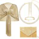 Hicarer 5 Pcs Dressy Jewelry Sets, Shawls and Wraps, Evening Clutch Purse for Homecoming Prom Women Formal Evening Dresses