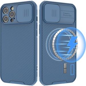 Compatible with iPhone 12 Pro Max Case MagSafe, iPhone 12 Pro Max Phone Case with Slide Lens Cover,Slim Magnetic Cover for iPhone 12 Pro Max 6.7" Blue
