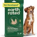 Earth Rated Vet-Developed Pet Ear Wipes, Hypoallergenic Cleaner for Dogs & Cats Ears to Remove Dirt and Wax Build Up, Wild Oat Scent, 70 Count