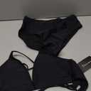 Dazosue High Waisted Bikini Sets Criss Cross Back V Neck Bathing Suits High Cut Two Piece Swimsuits, Black, Medium